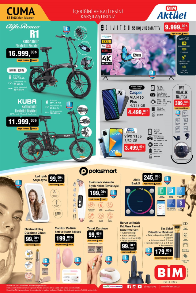 BİM Aktüel Ürünler Kataloğu 14 Eylül: Elektrikli Bisiklet, TV, Cep Telefonu ve diğer ürünler!